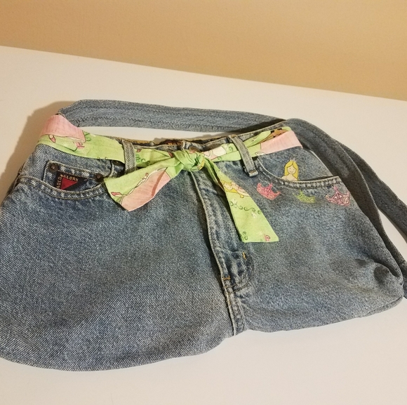 FADED GLORY HANDMADE DENIM SHOULDER HANDBAG - Picture 3 of 8